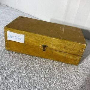 Vintage Blank Glass Microscope Slides In Wooden Bo